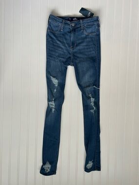Hollister Medium Blue Ripped Skinny Jeans for Women